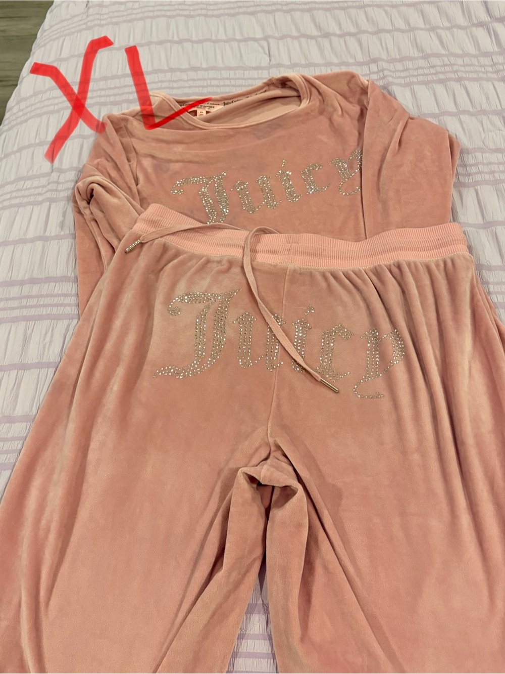 Juicy Couture Pink Velour Logo Sweatshirt & Joggers Set